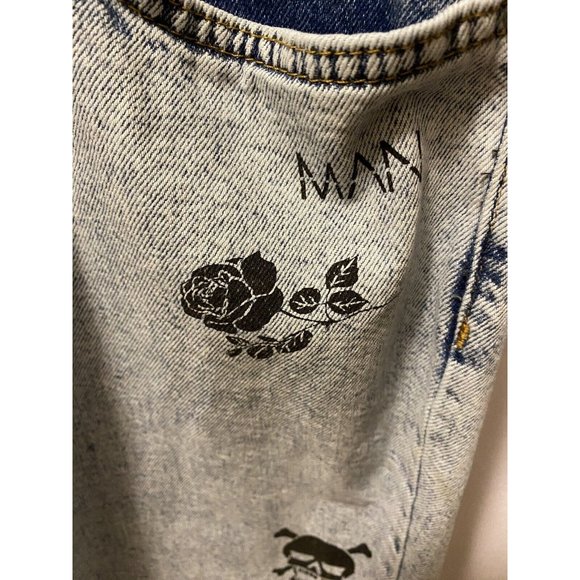 Boohoo Man  Mens 36X30 Jeans Grahic  Button Down Light Stone Wash - Picture 2 of 15